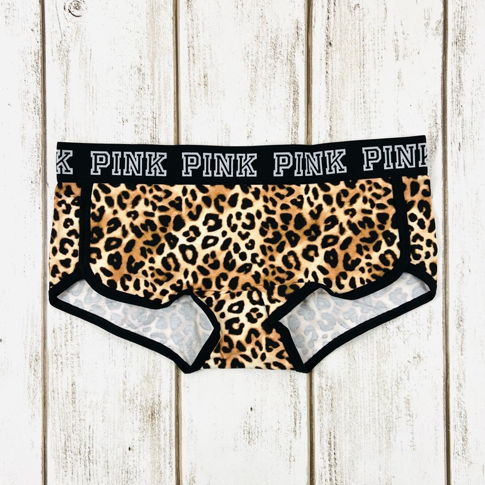VS PINK Low Rise Boyshort M L Animal Print Leopard Cheetah